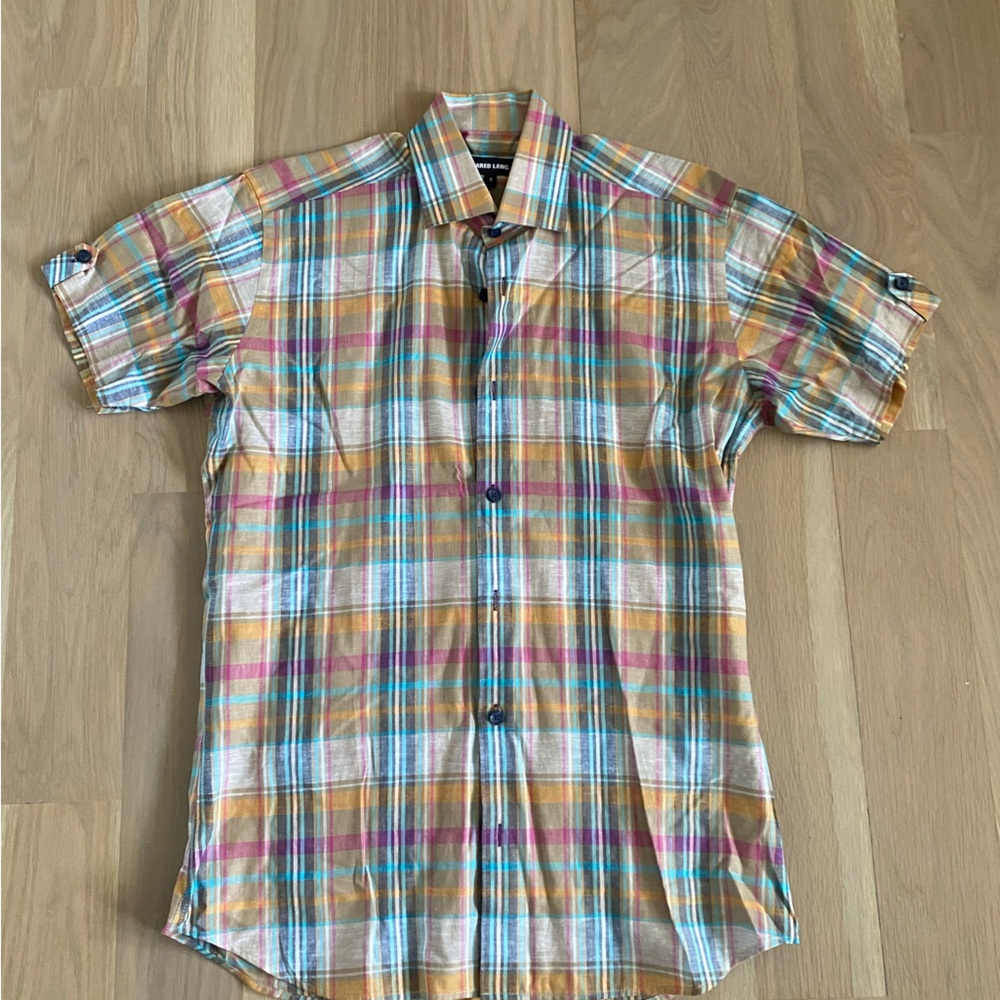 Jared Lang Plaid Short Sleeved Button Down
